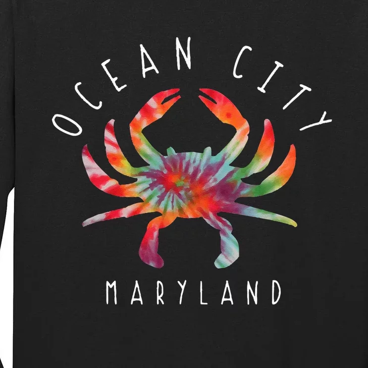 Ocean City Maryland Crab Tie Dye Summer Vacation Tall Long Sleeve T-Shirt