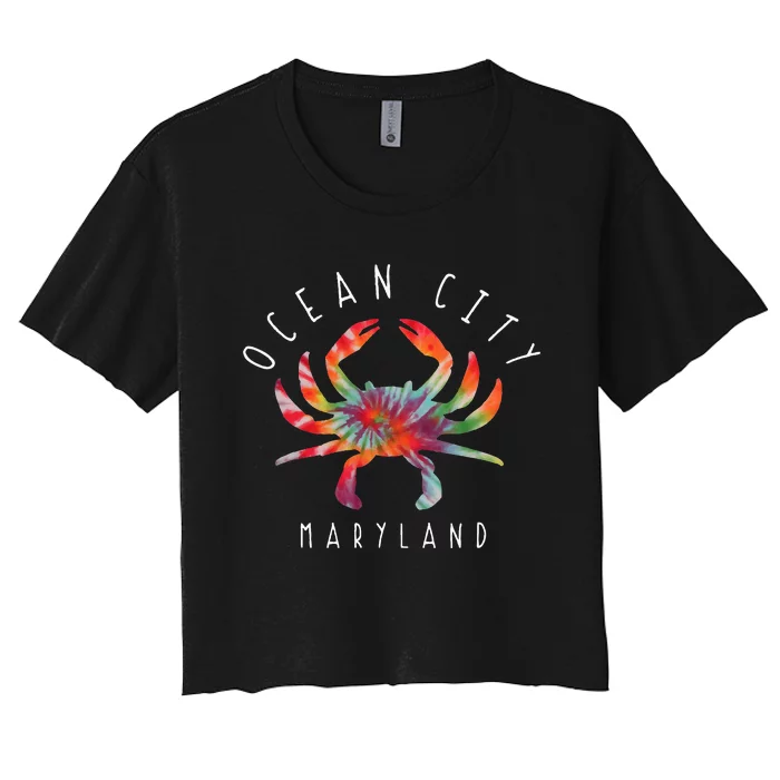 Ocean City Maryland Crab Tie Dye Summer Vacation Women's Crop Top Tee