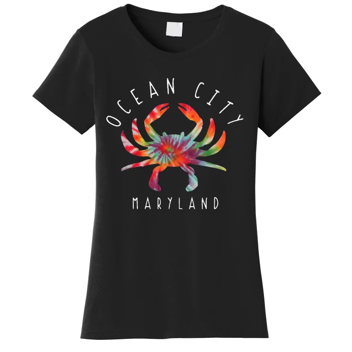 Ocean City Maryland Crab Tie Dye Summer Vacation Women's T-Shirt