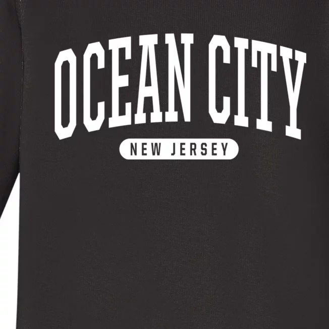 Ocean City New Jersey College Style Ocean City New Jersey Souvenir Baby Long Sleeve Bodysuit