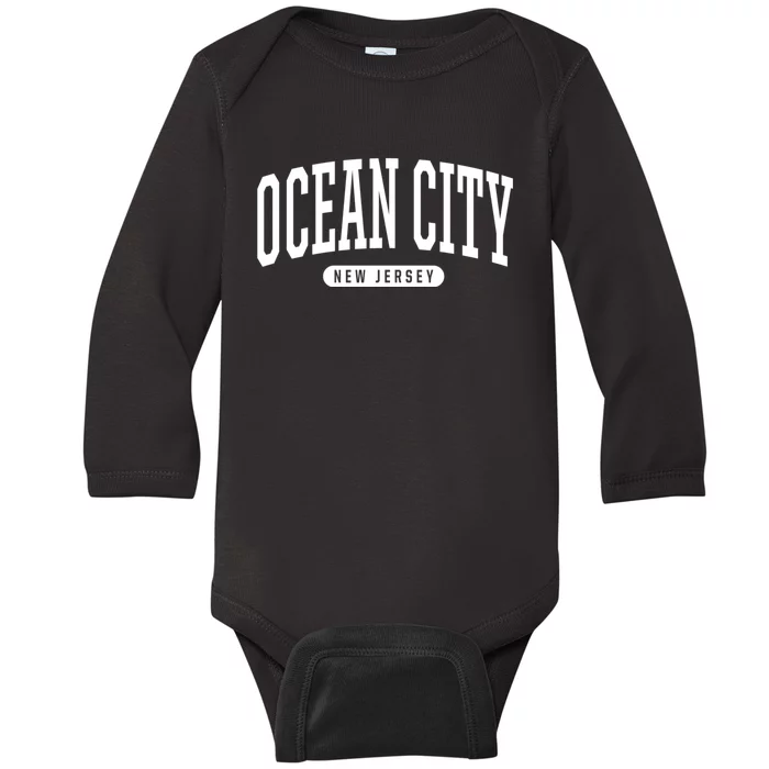 Ocean City New Jersey College Style Ocean City New Jersey Souvenir Baby Long Sleeve Bodysuit