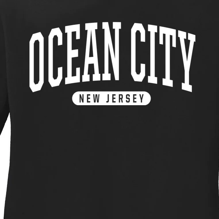 Ocean City New Jersey College Style Ocean City New Jersey Souvenir Ladies Long Sleeve Shirt