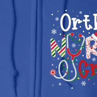 Ortho Christmas Nurse Crew Funny Nursing Christmas Pattern Gift Full Zip Hoodie