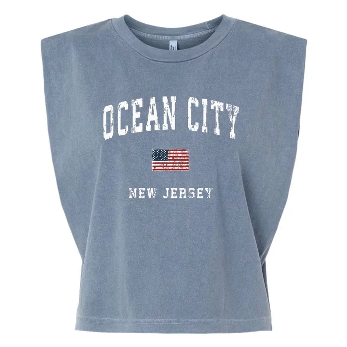 Ocean City New Jersey Nj Vintage American Flag Sports Design Garment-Dyed Women's Muscle Tee