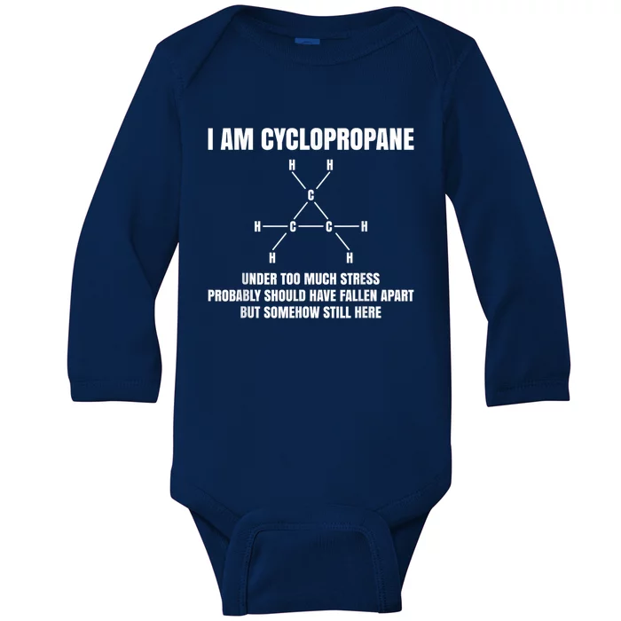 Organic Chemistry Nerd Gift Cyclopropane Stress Joke Baby Long Sleeve Bodysuit