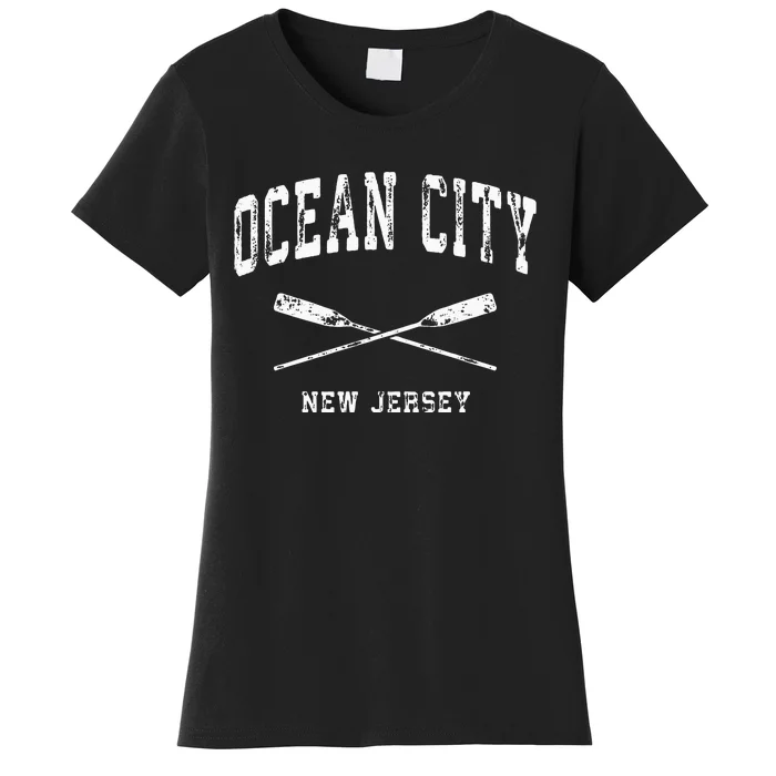 Ocean City New Jersey Vintage Nautical Crossed Oars Women's T-Shirt