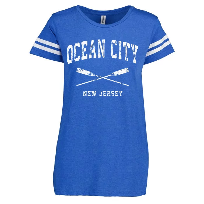 Ocean City New Jersey Vintage Nautical Crossed Oars Enza Ladies Jersey Football T-Shirt