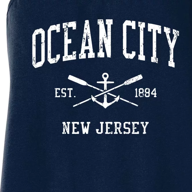 Ocean City Nj Vintage Crossed Oars Boat Anchor Sports Women's Racerback Tank