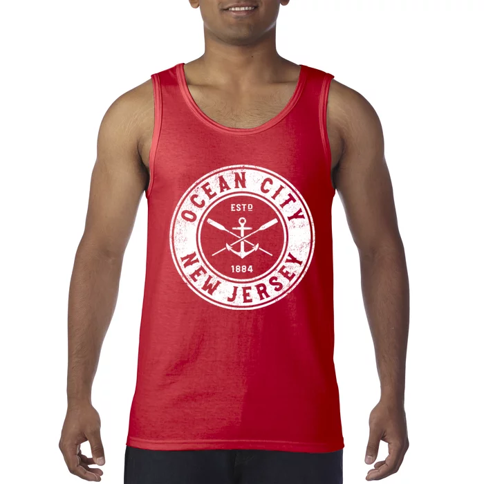 Ocean City New Jersey Nj Vintage Boat Anchor & Oars Tank Top