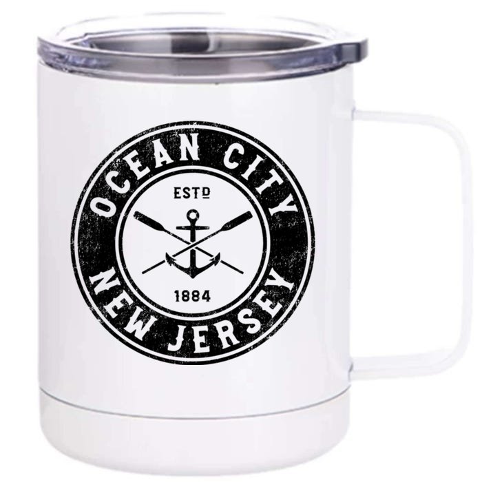 Ocean City New Jersey Nj Vintage Boat Anchor & Oars Front & Back 12oz Stainless Steel Tumbler Cup