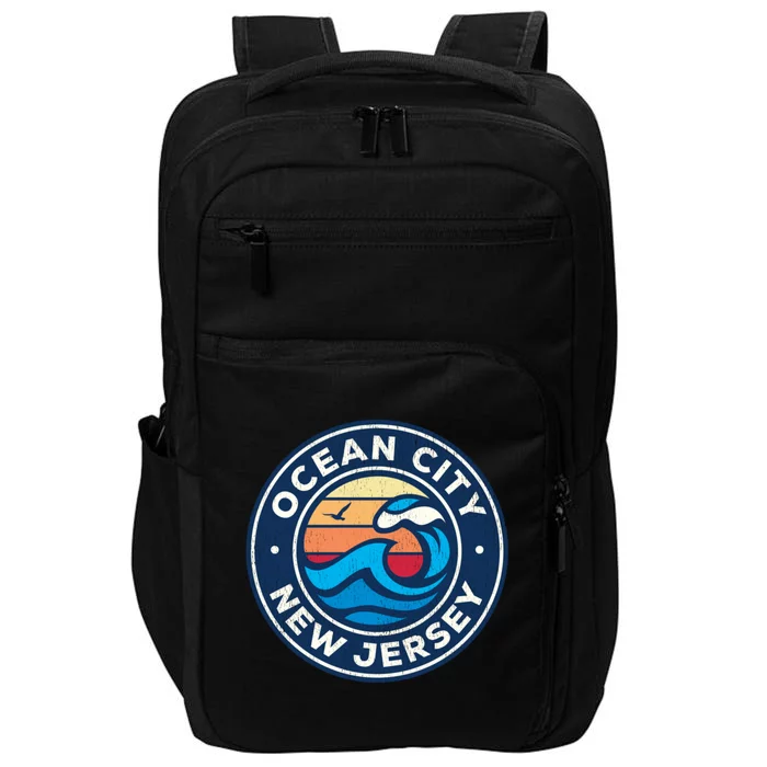 Ocean City New Jersey Nj Vintage Nautical Waves Design Impact Tech Backpack