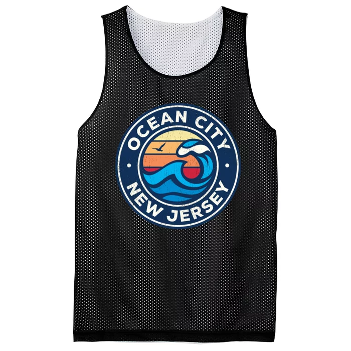 Ocean City New Jersey Nj Vintage Nautical Waves Design Mesh Reversible Basketball Jersey Tank