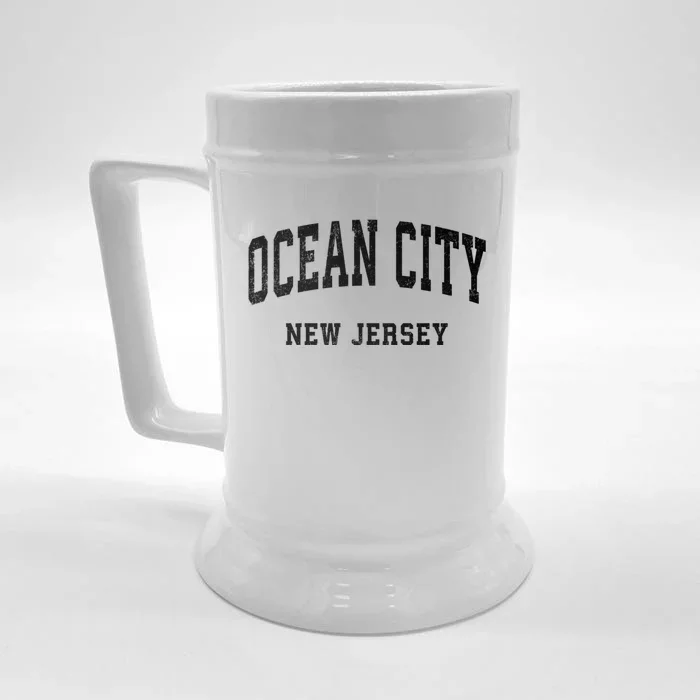 Ocean City New Jersey Nj Vintage Athletic Sports Design Front & Back Beer Stein