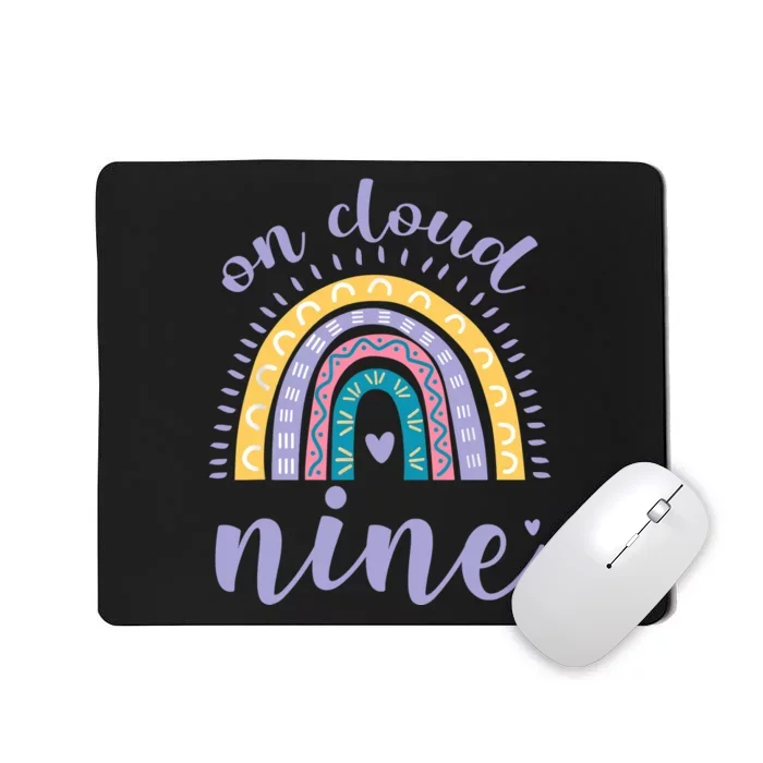 On Cloud Nine 9th Birthday 9 Years Old Rainbow Mousepad