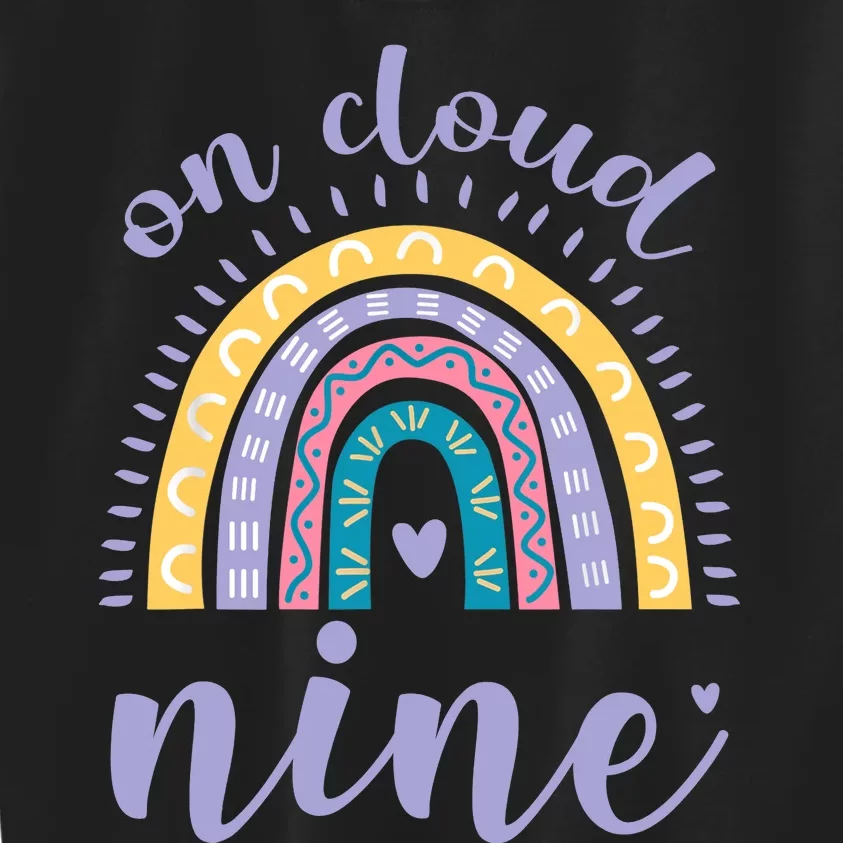 On Cloud Nine 9th Birthday 9 Years Old Rainbow Kids Sweatshirt