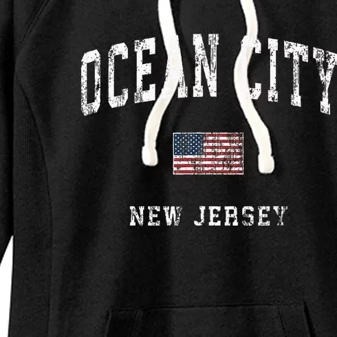 Ocean City New Jersey Nj American Flag Sports Women's Fleece Hoodie