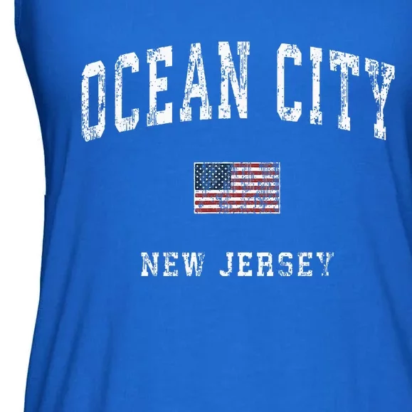 Ocean City New Jersey Nj American Flag Sports Ladies Essential Flowy Tank