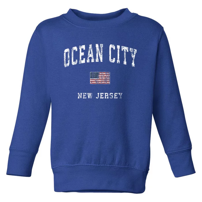 Ocean City New Jersey Nj American Flag Sports Toddler Sweatshirt