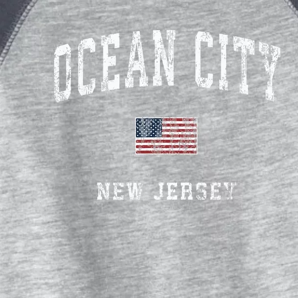 Ocean City New Jersey Nj American Flag Sports Toddler Fine Jersey T-Shirt