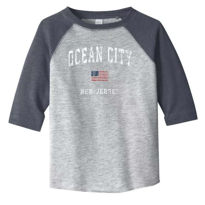 Ocean City New Jersey Nj American Flag Sports Toddler Fine Jersey T-Shirt