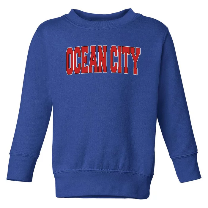 Ocean City Nj New Jersey Varsity Style Usa Vintage Sports Cute Gift Toddler Sweatshirt