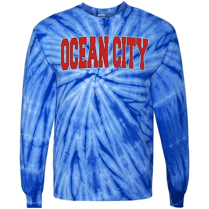 Ocean City Nj New Jersey Varsity Style Usa Vintage Sports Cute Gift Tie-Dye Long Sleeve Shirt