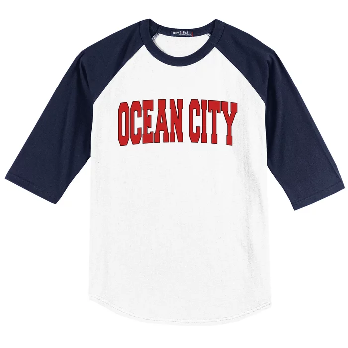 Ocean City Nj New Jersey Varsity Style Usa Vintage Sports Cute Gift Baseball Sleeve Shirt