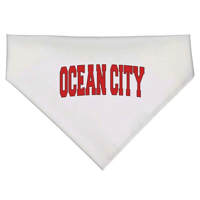 Ocean City Nj New Jersey Varsity Style Usa Vintage Sports Cute Gift USA-Made Doggie Bandana