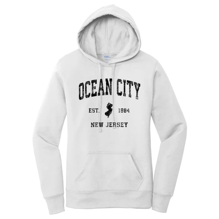 Ocean City New Jersey Nj Vintage Athletic Black Sports Desig Women's Pullover Hoodie