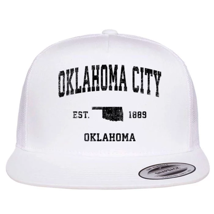 Oklahoma City Oklahoma Ok Vintage Established Sports Design Flat Bill Trucker Hat