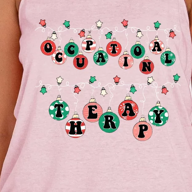 OT Christmas Occupational Therapy Therapist OT Merry Xmas Women's Knotted Racerback Tank