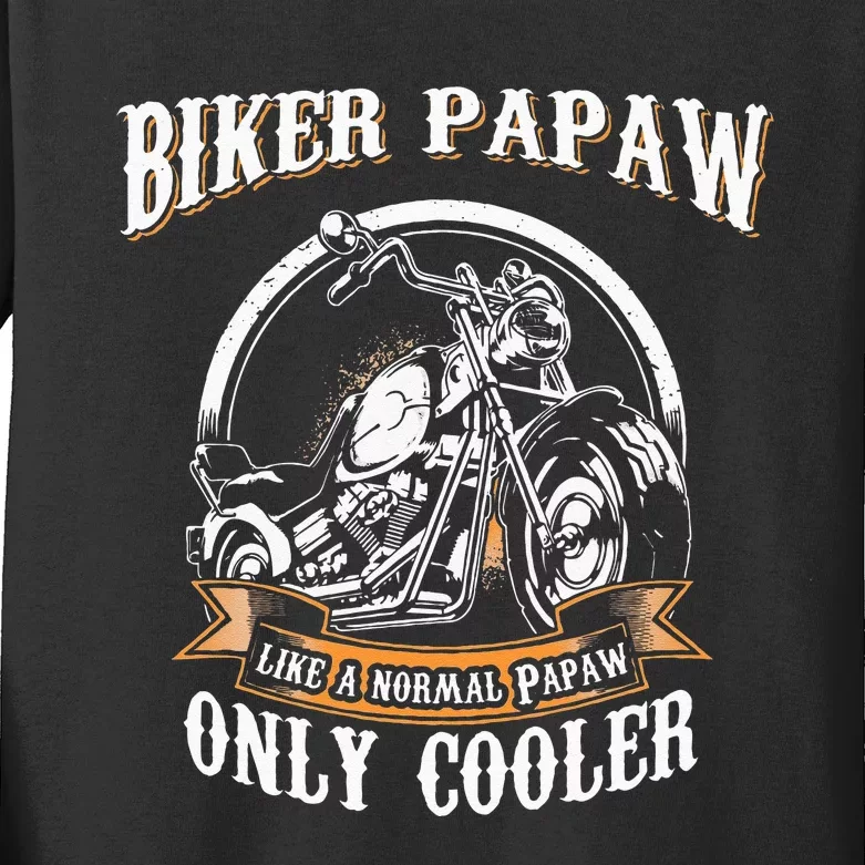 Only Cool Papaw Rides Motorcycles Rider Gift Kids Long Sleeve Shirt