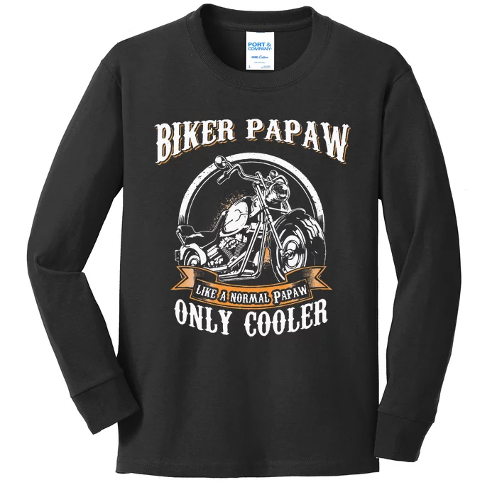 Only Cool Papaw Rides Motorcycles Rider Gift Kids Long Sleeve Shirt