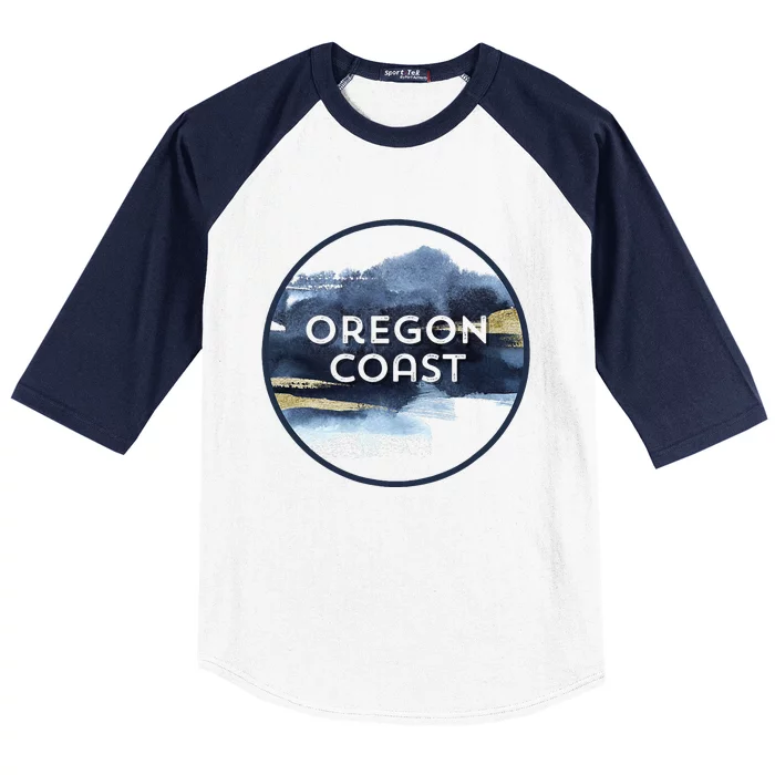 Oregon Coast Pacific Nw Vacation Souvenir Watercolor Design Baseball Sleeve Shirt