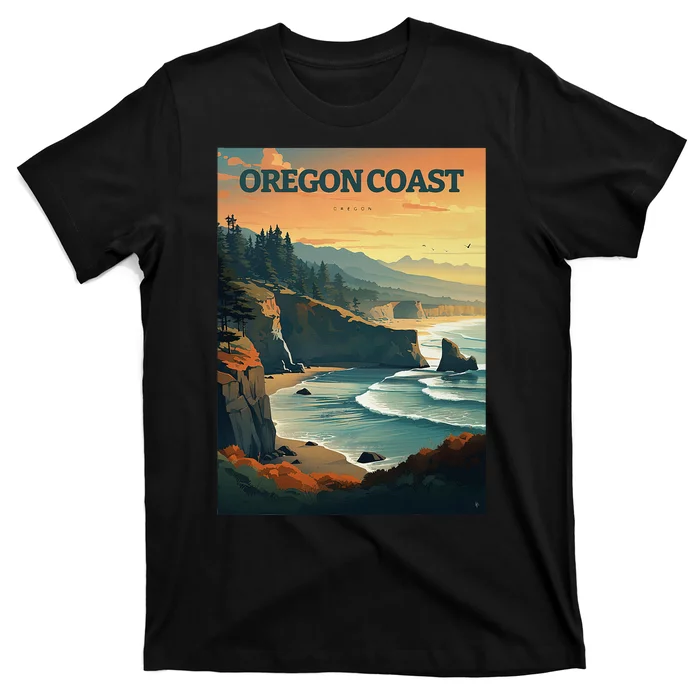 Oregon Coast Pacific Nw Vacation Souvenir Watercolor Design T-Shirt