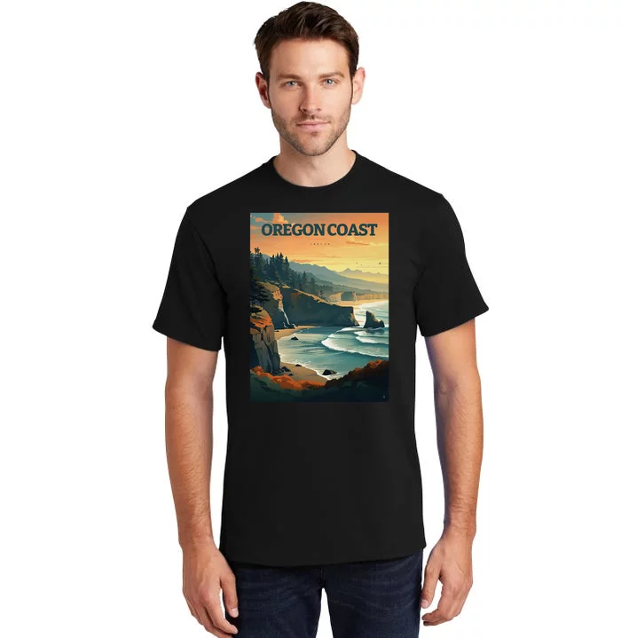 Oregon Coast Pacific Nw Vacation Souvenir Watercolor Design Tall T-Shirt