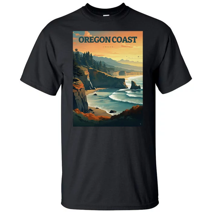 Oregon Coast Pacific Nw Vacation Souvenir Watercolor Design Tall T-Shirt