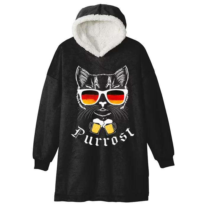 Oktoberfest Cat Pun Prost Celebration Hooded Wearable Blanket