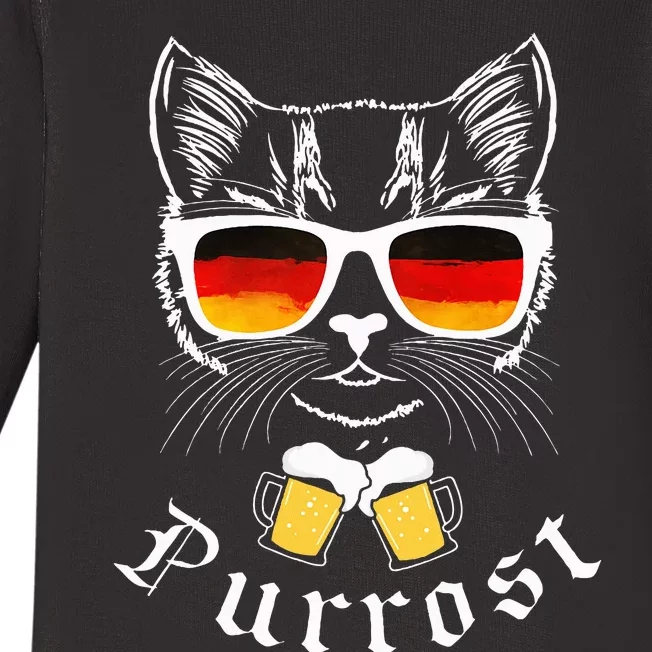 Oktoberfest Cat Pun Prost Celebration Baby Long Sleeve Bodysuit