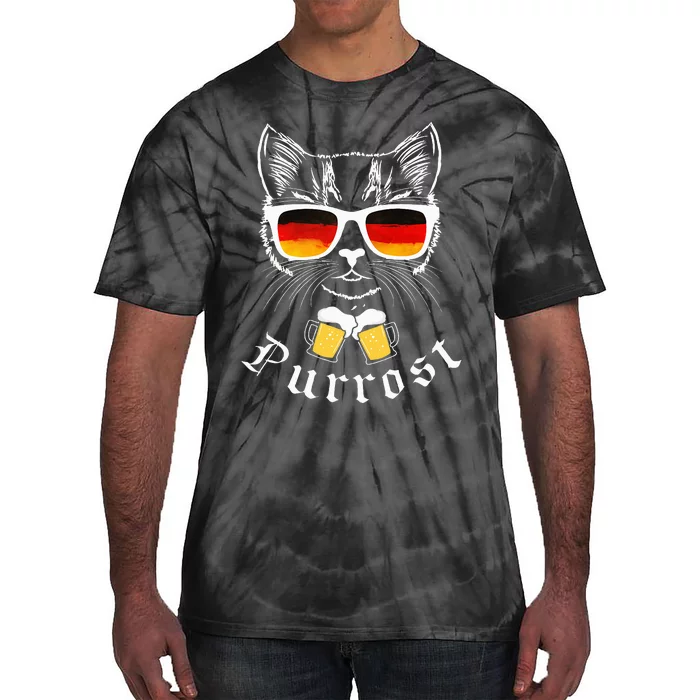 Oktoberfest Cat Pun Prost Celebration Tie-Dye T-Shirt