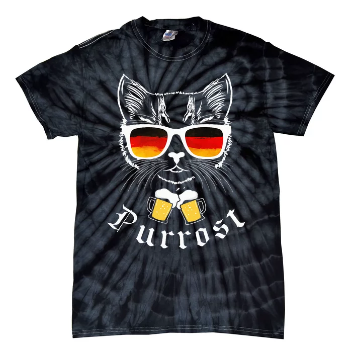 Oktoberfest Cat Pun Prost Celebration Tie-Dye T-Shirt