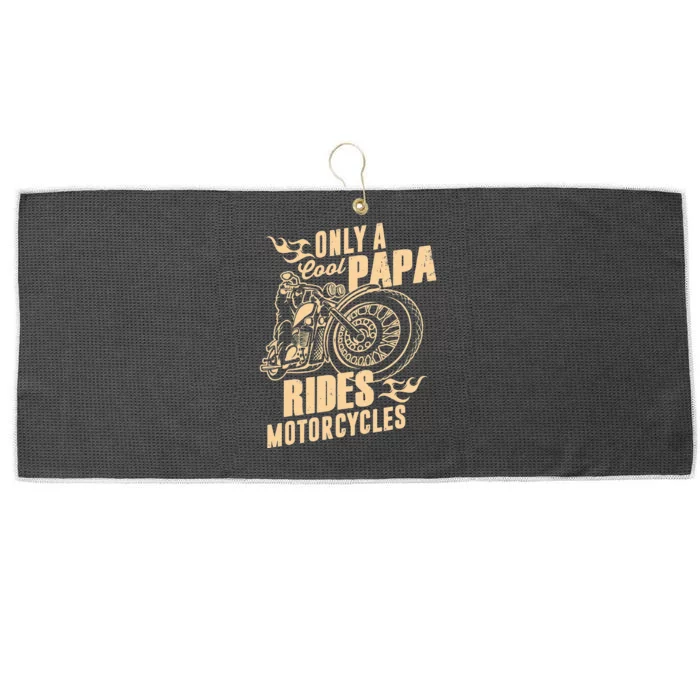 Only Cool Papa Rides Motorcycles Funny Fathers Day Large Microfiber Waffle Golf Towel