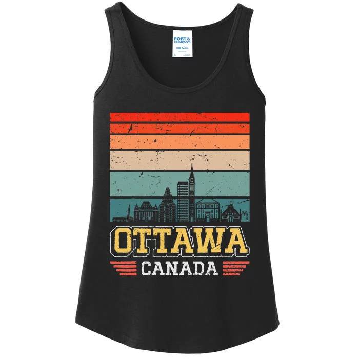 Ottawa Canada Retro Vintage Sunset Skyline Ottawa Ladies Essential Tank