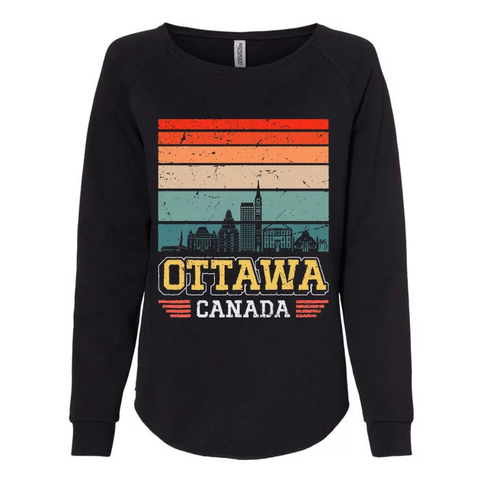 Ottawa Canada Retro Vintage Sunset Skyline Ottawa Womens California Wash Sweatshirt