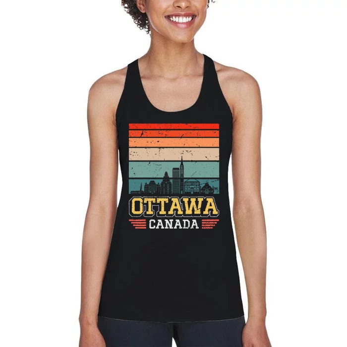 Ottawa Canada Retro Vintage Sunset Skyline Ottawa Women's Racerback Tank