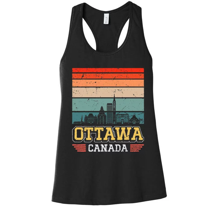 Ottawa Canada Retro Vintage Sunset Skyline Ottawa Women's Racerback Tank