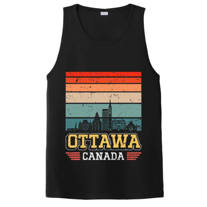 Ottawa Canada Retro Vintage Sunset Skyline Ottawa Performance Tank