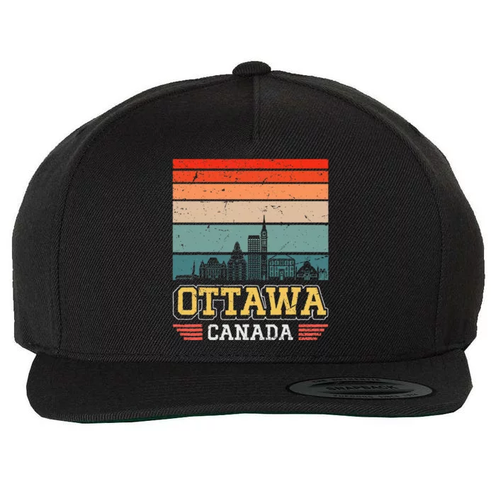 Ottawa Canada Retro Vintage Sunset Skyline Ottawa Wool Snapback Cap