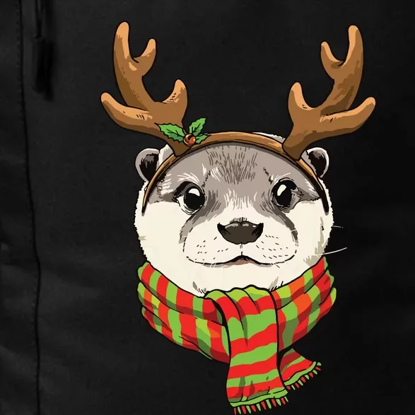 Otter Christmas Reindeer Antlers Xmas Boy Girl Daily Commute Backpack