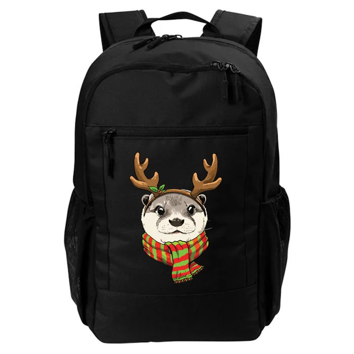 Otter Christmas Reindeer Antlers Xmas Boy Girl Daily Commute Backpack